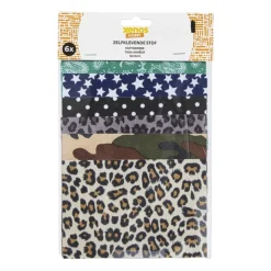 Xenos Knutselspullen-Zelfklevende stof prints - multikleur - set van 6