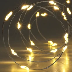 Xenos Kerstverlichting|Kerstboom Verlichting-Zilverdraad verlichting met 40 LED lampjes - warm wit - 1.95 meter
